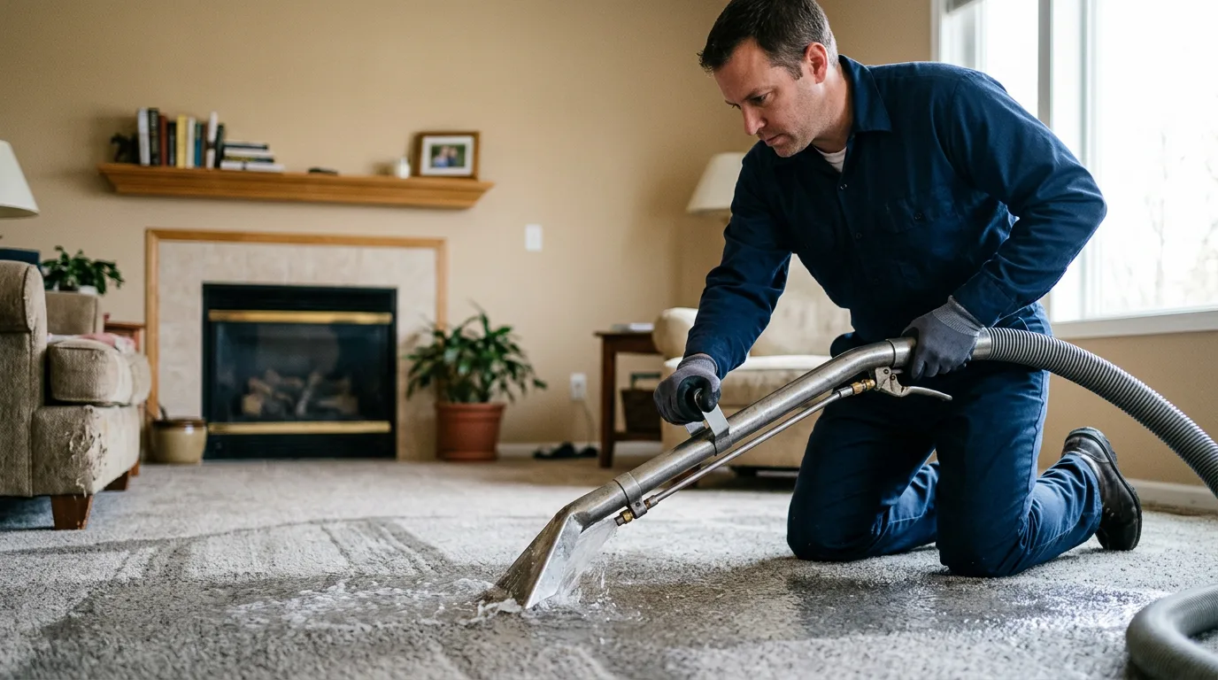 Water damage restoration technician working near Broken Bow, NE